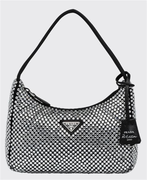 black rhinestone prada bag|bedazzled Prada bag.